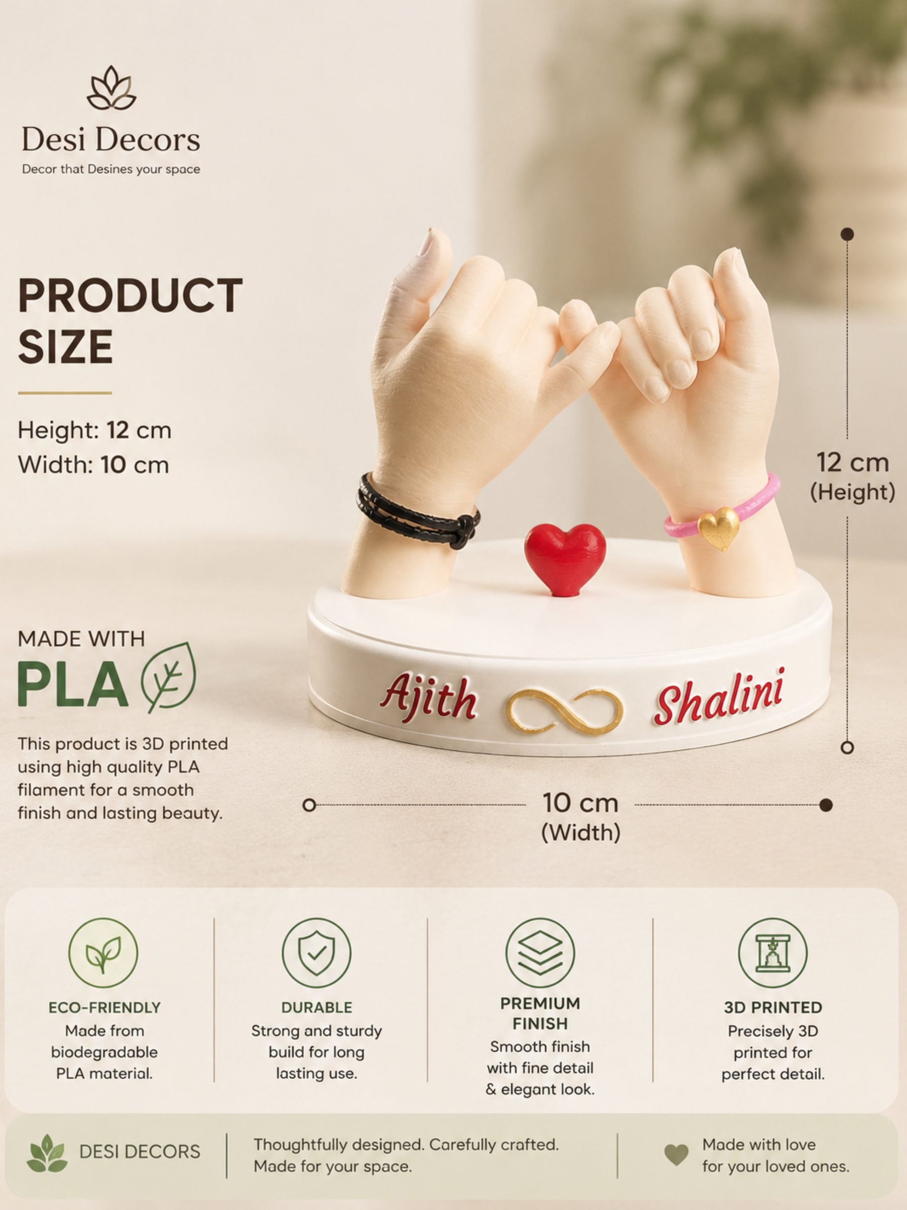Personalized Pinky Promise Couple Gift with Custom Names | Romantic Anniversary Gift for Boyfriend, Girlfriend, Husband & Wife | Custom Home Decor | DesiDecors