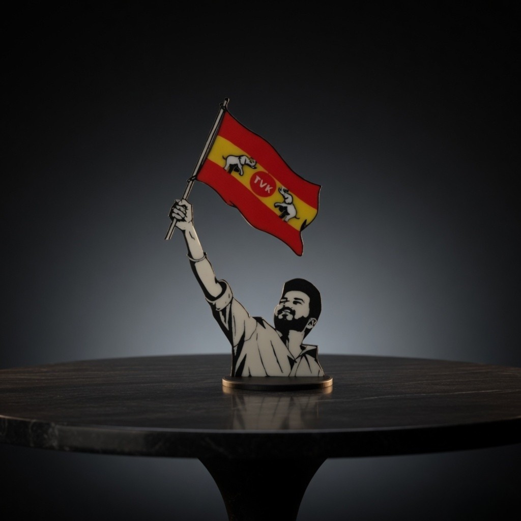 TVK Vijay Flag Desk Idol – Desk Decor for Fans | Desk Showpiece