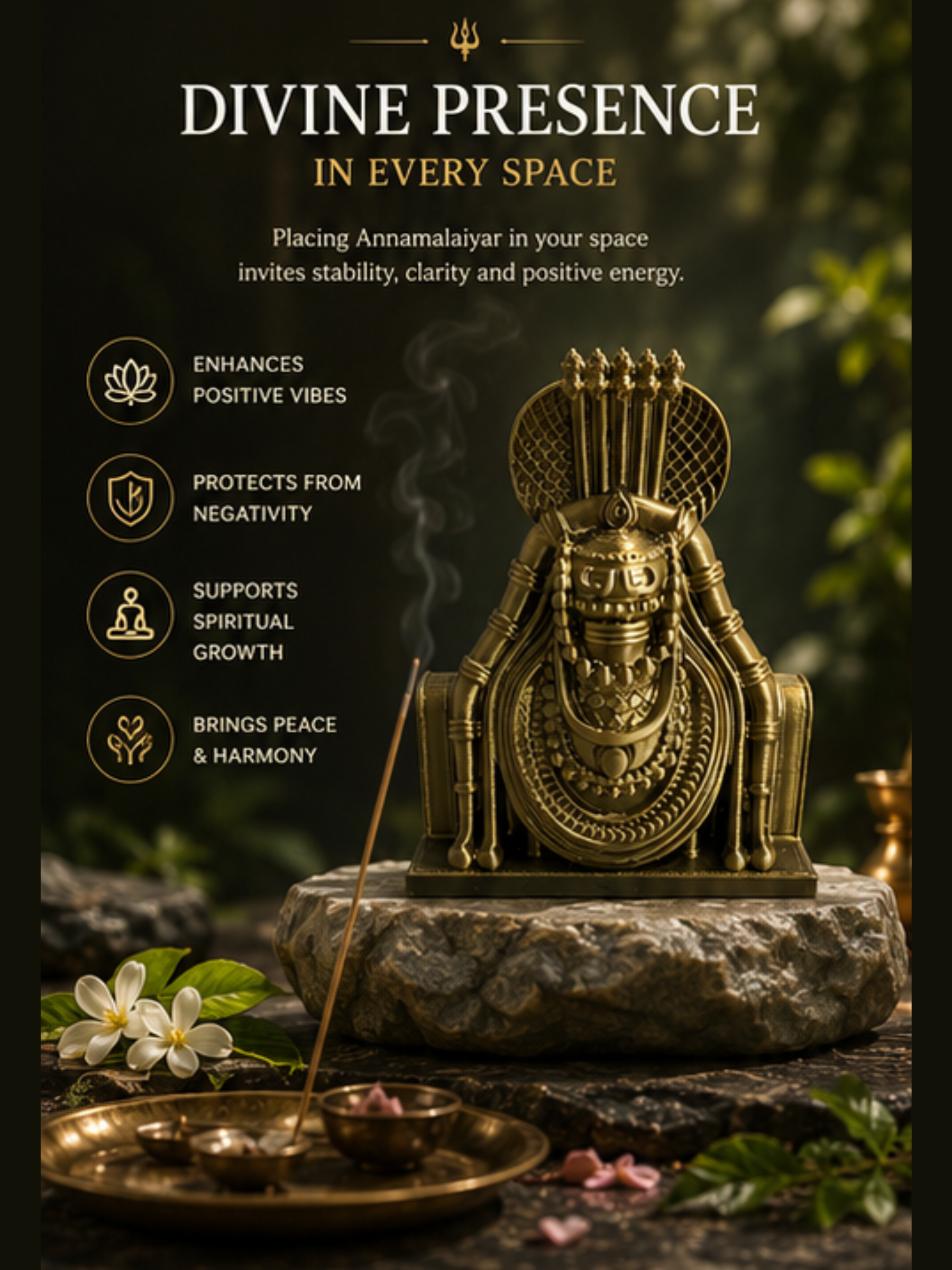 Annamalaiyar Statue | Thiruvannamalai Arunachaleswarar Idol for Home, Office & Pooja Room | Premium Spiritual Decor | DesiDecors