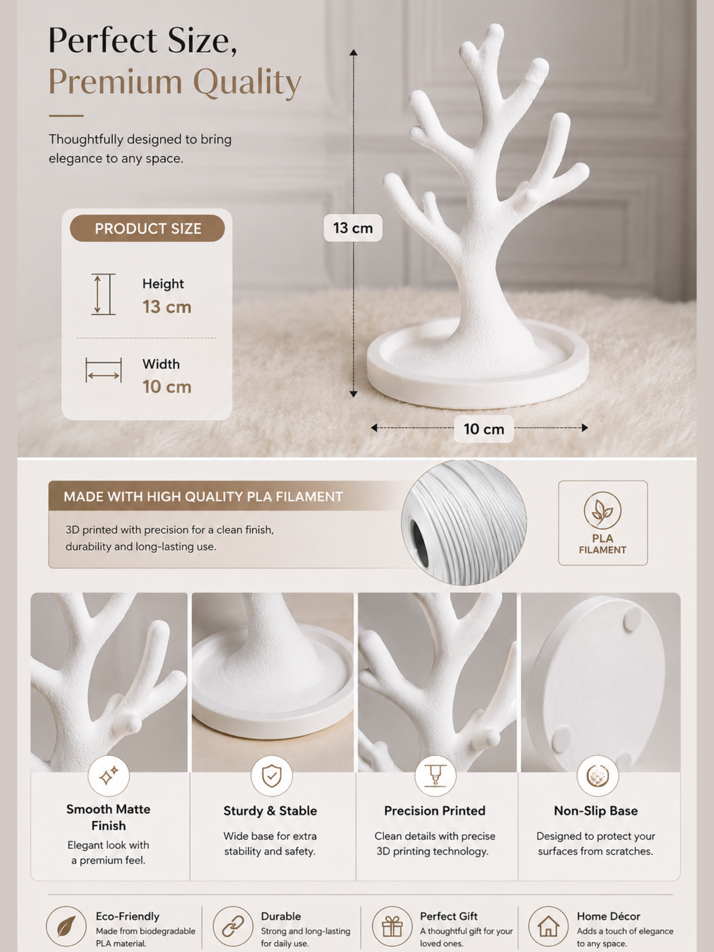 Minimalist Jewelry Tree Organizer | Necklace, Ring & Bracelet Holder Stand | Vanity Table Jewelry Display | Premium Home Decor | DesiDecors