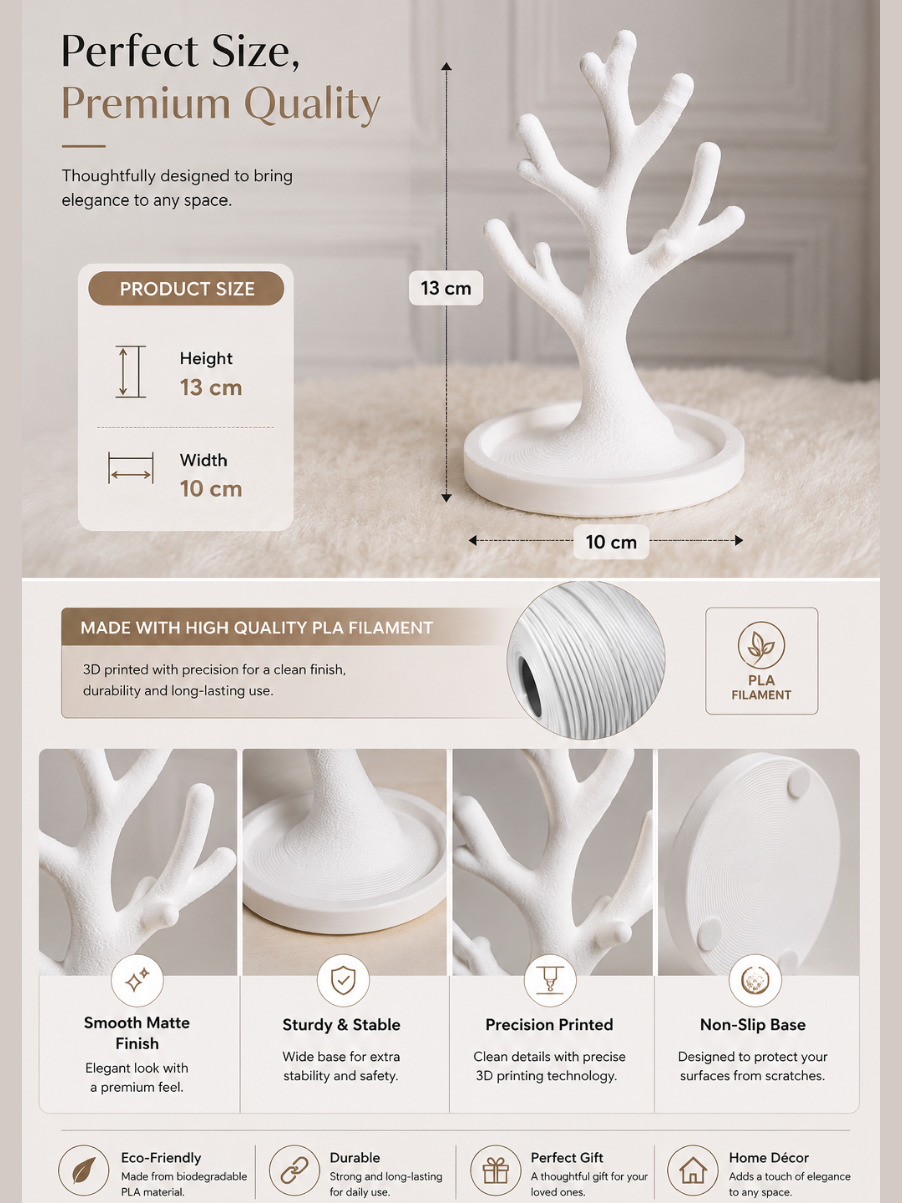 Minimalist Jewelry Tree Organizer | Necklace, Ring & Bracelet Holder Stand | Vanity Table Jewelry Display | Premium Home Decor | DesiDecors