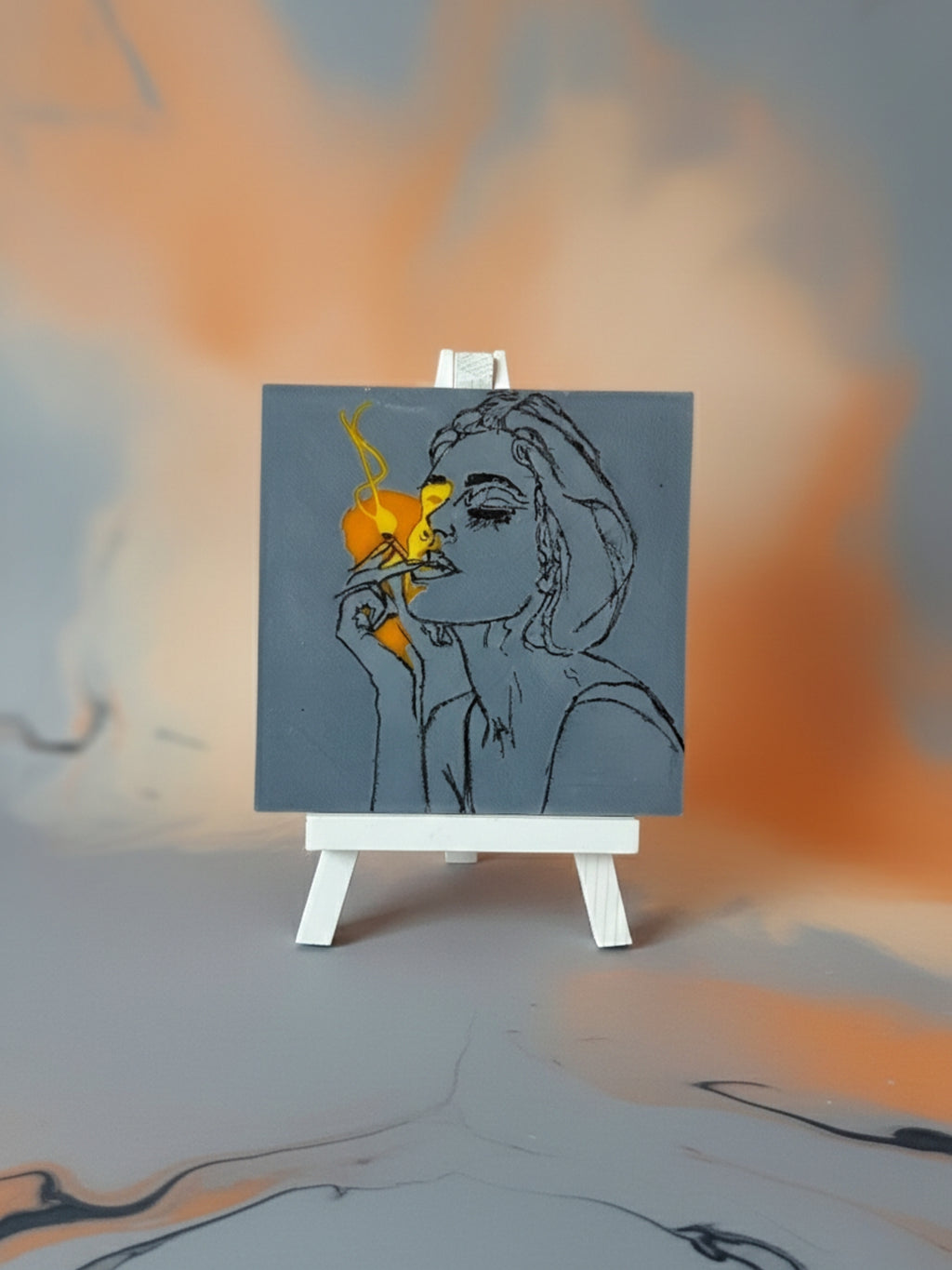 Minimalist line art desktop frame close-up view