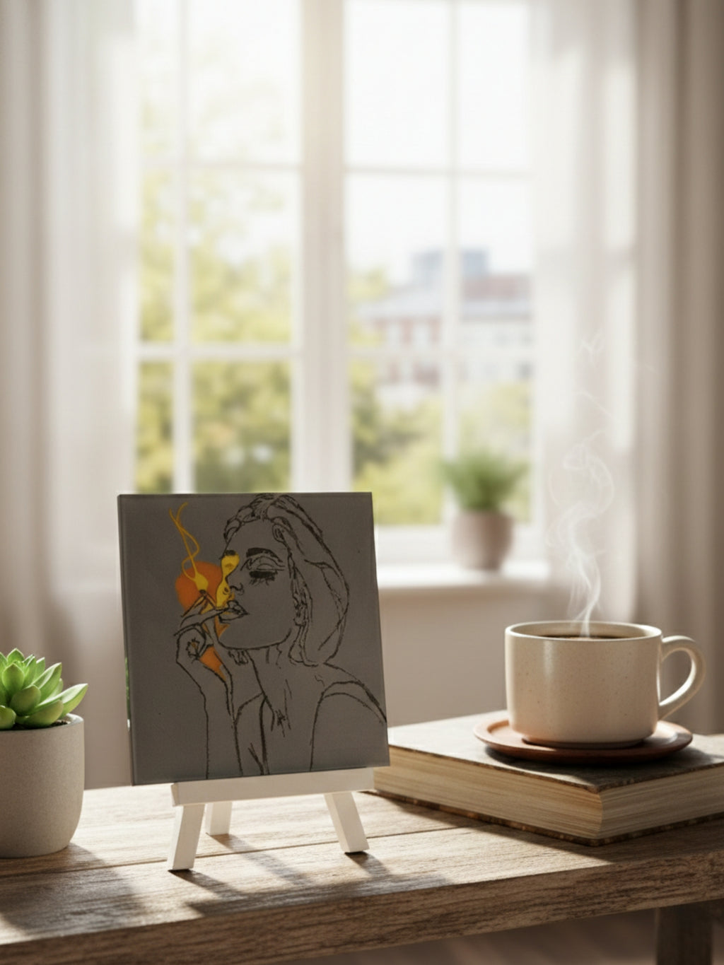 Abstract Feminine Line Art Desktop Decor Frame