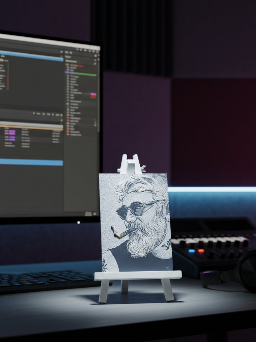 Minimal desi attitude art frame displayed on a modern office desk