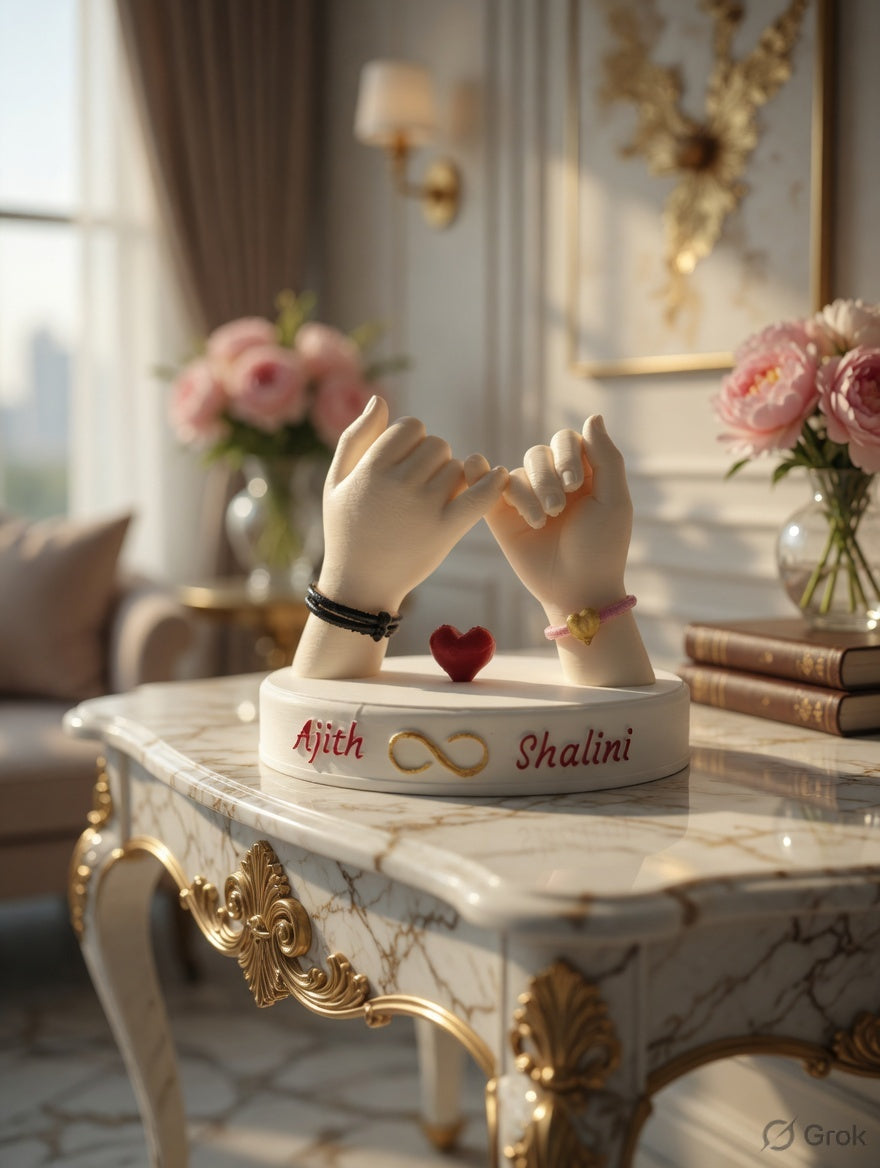 Personalized Pinky Promise Couple Sculpture with Custom Names | Romantic Gift for Couples