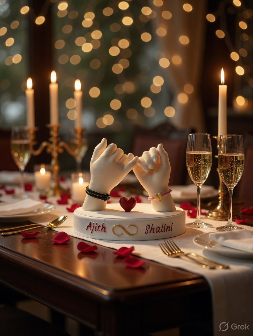 Personalized Pinky Promise Couple Sculpture with Custom Names | Romantic Gift for Couples