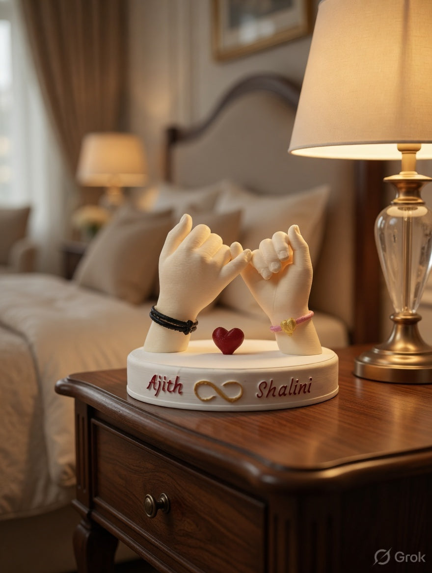 Personalized Pinky Promise Couple Sculpture with Custom Names | Romantic Gift for Couples