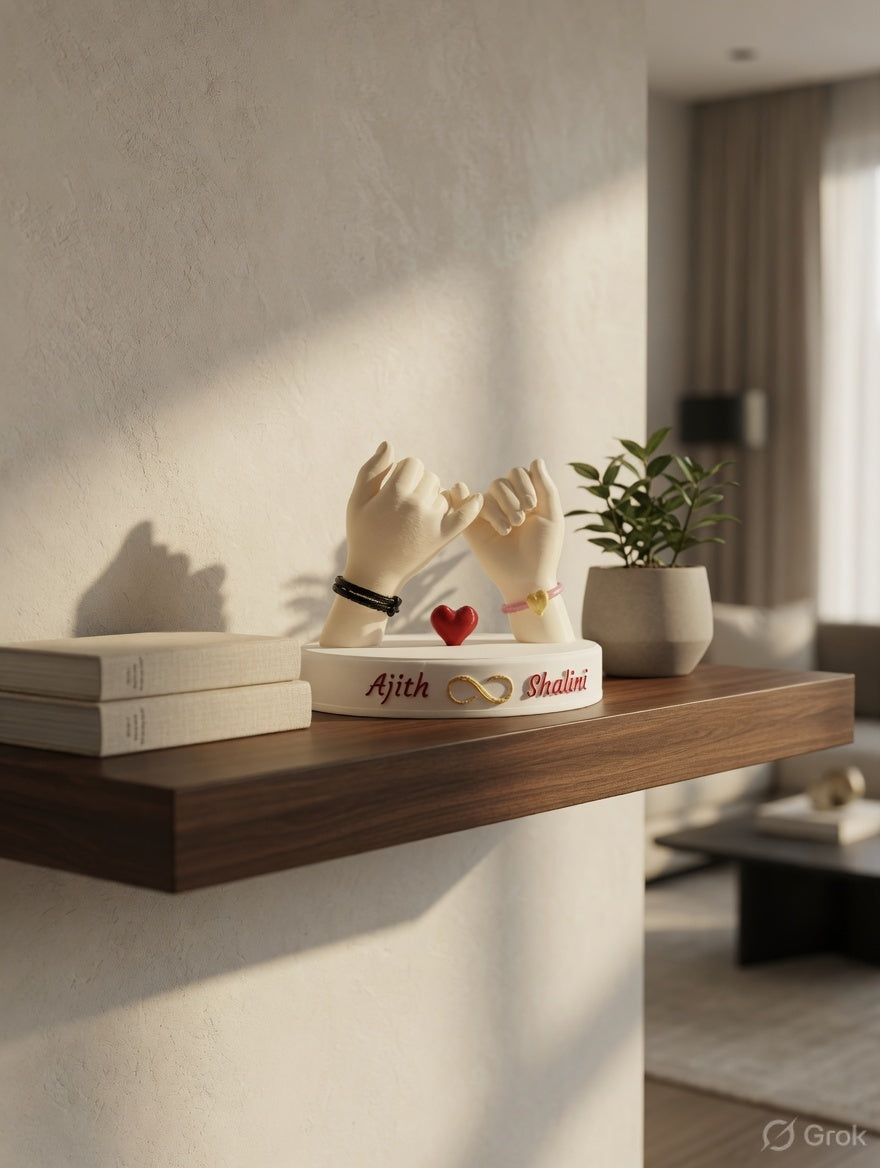 Personalized Pinky Promise Couple Sculpture with Custom Names | Romantic Gift for Couples