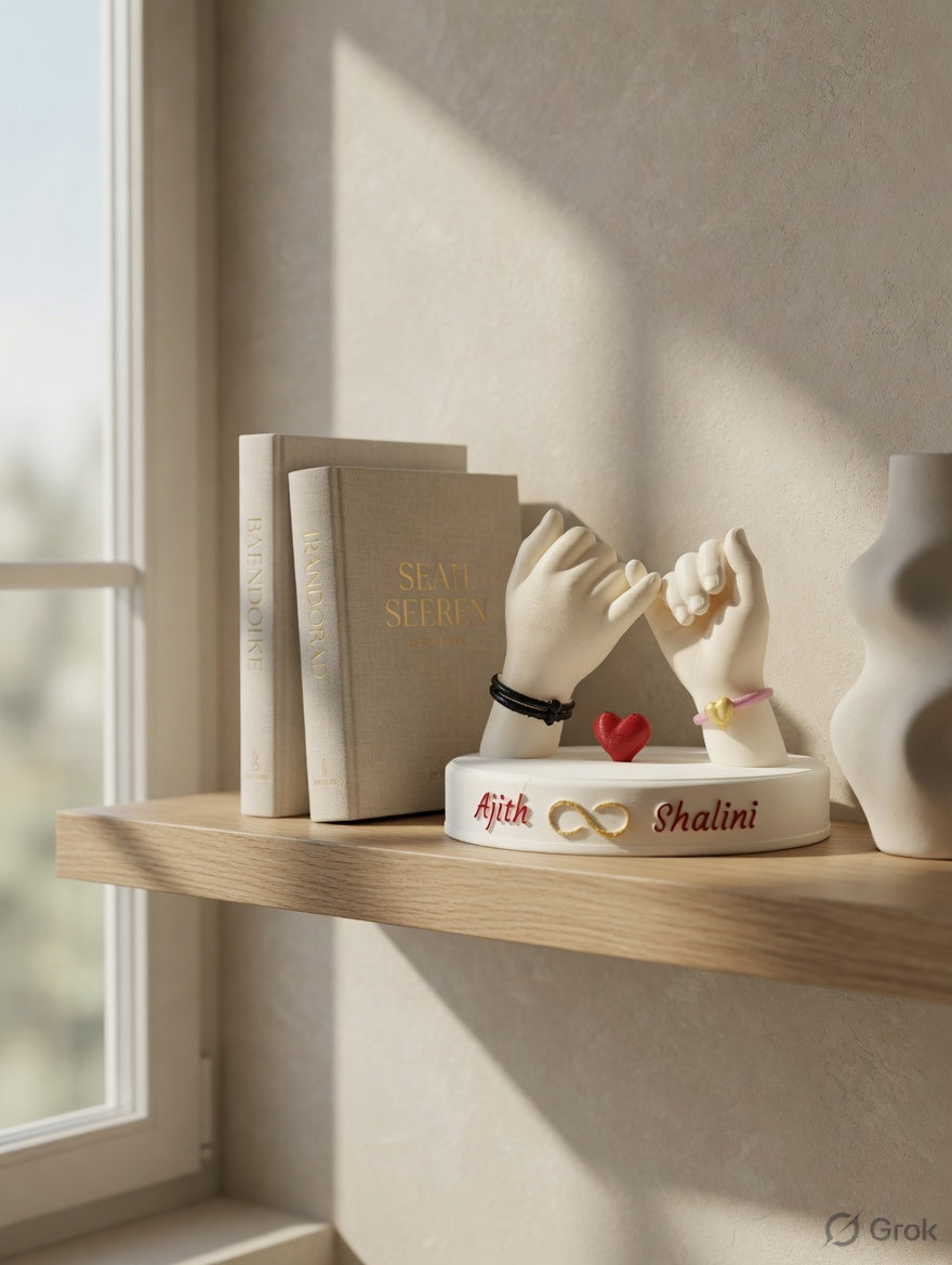 Personalized Pinky Promise Couple Sculpture with Custom Names | Romantic Gift for Couples