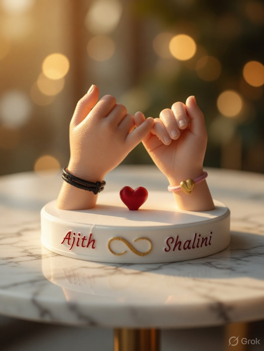 Personalized Pinky Promise Couple Sculpture with Custom Names | Romantic Gift for Couples