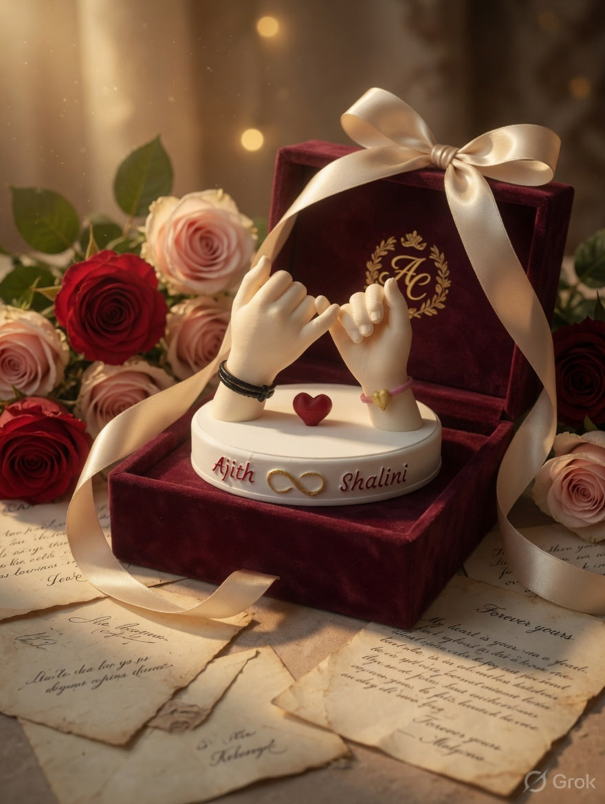 Personalized Pinky Promise Couple Sculpture with Custom Names | Romantic Gift for Couples