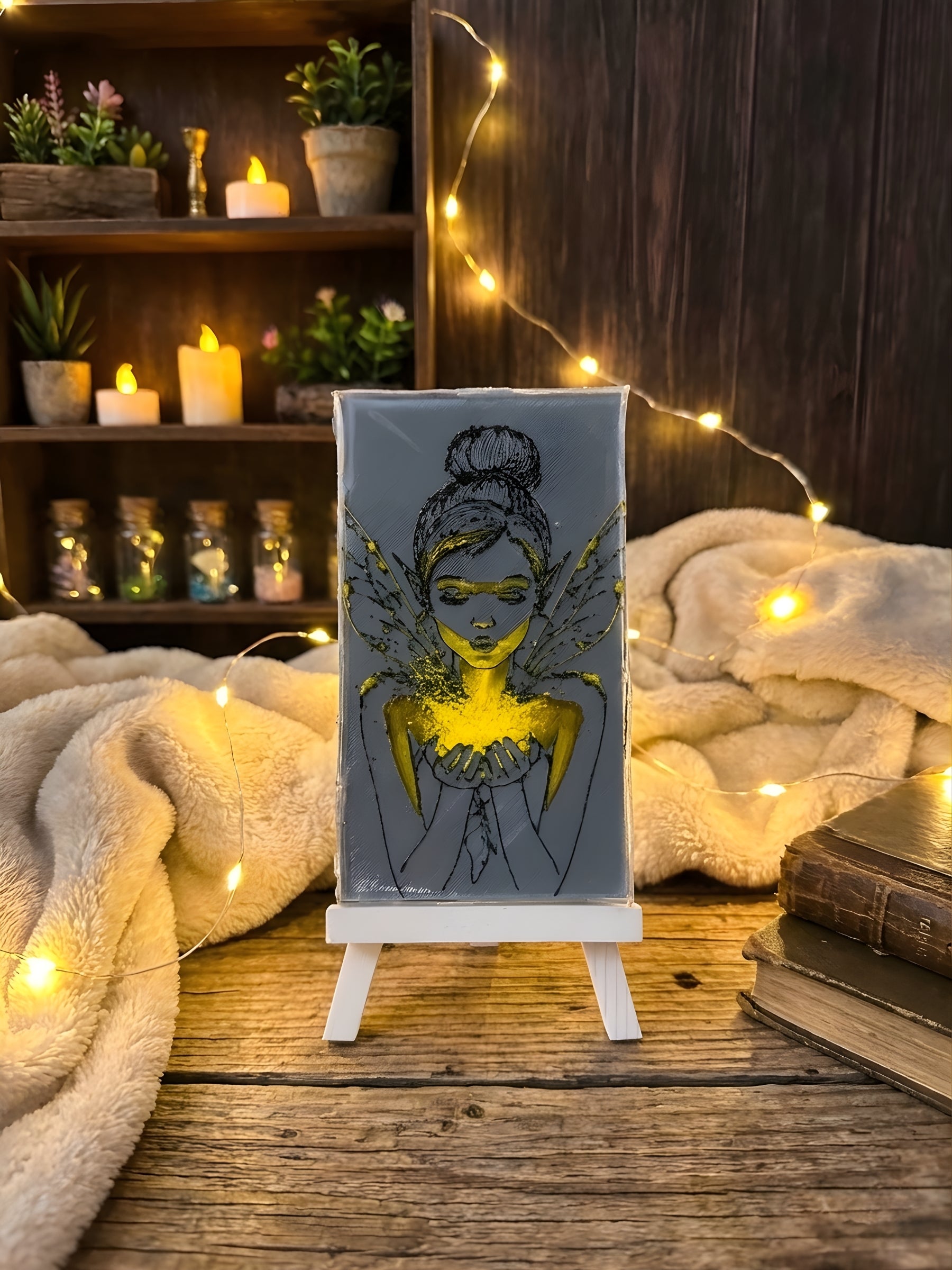 Modern abstract art desktop frame close-up view