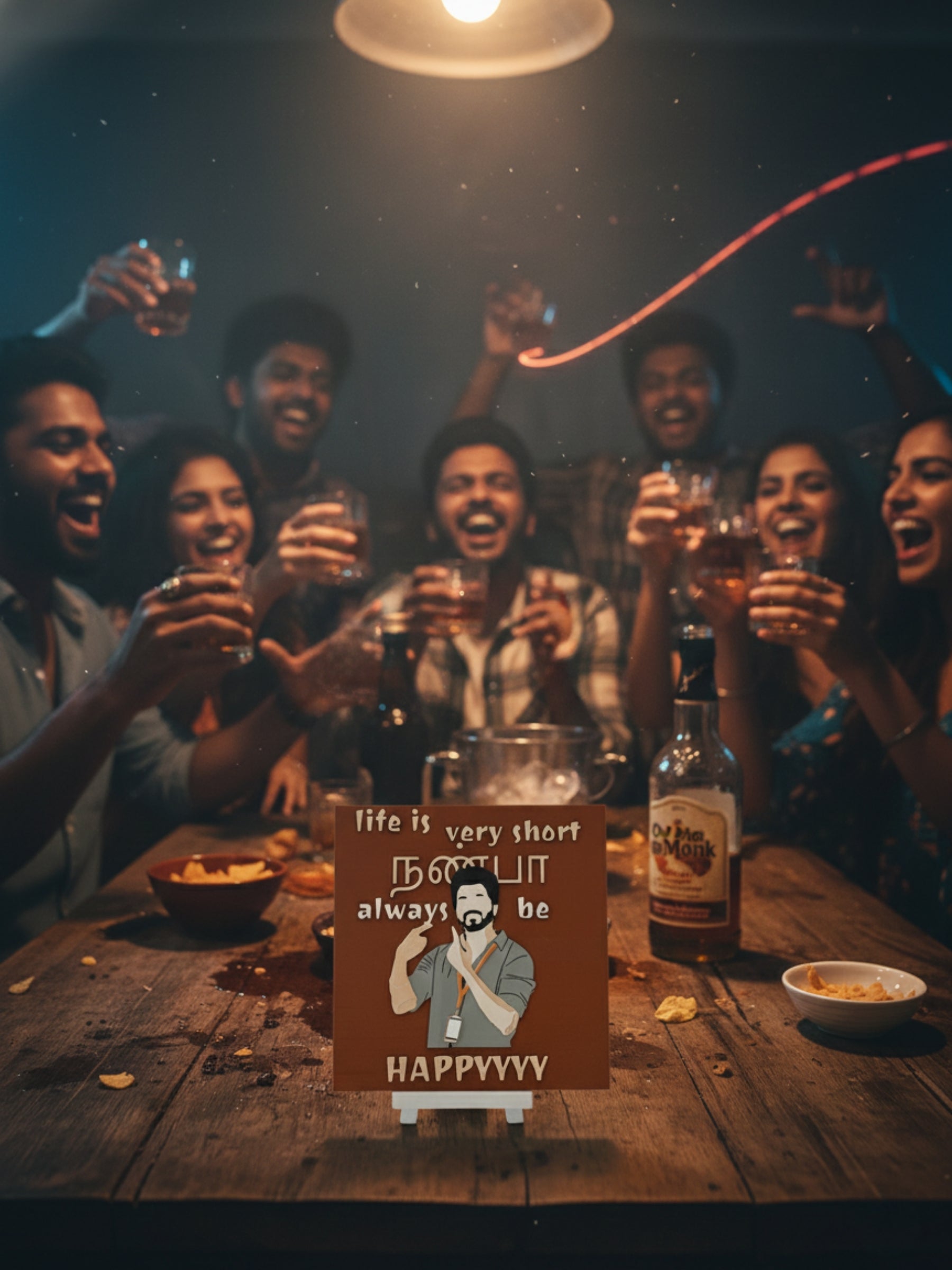 Positive desi desktop frame in home workspace