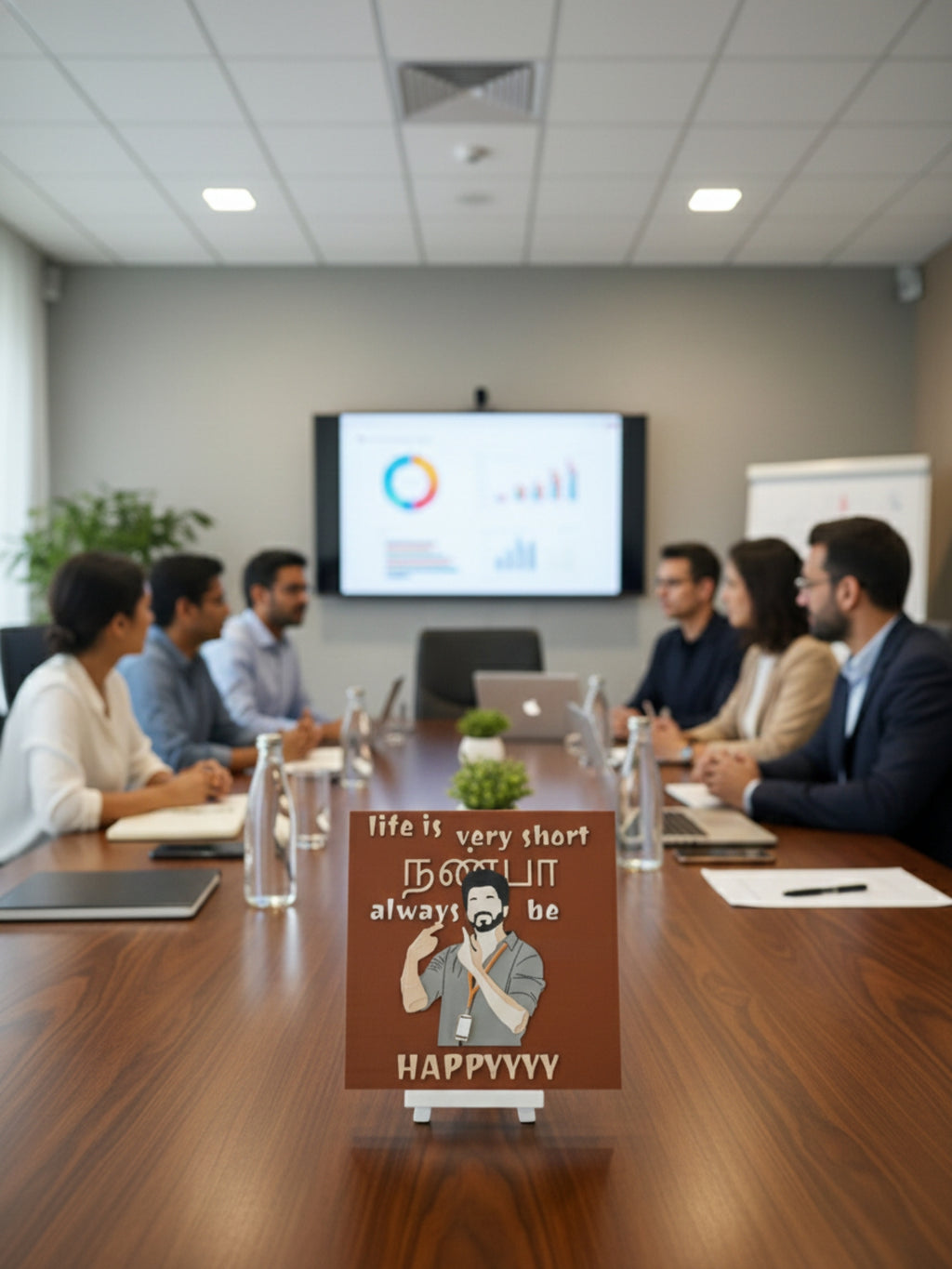 Desi happiness quote decor frame for office desk