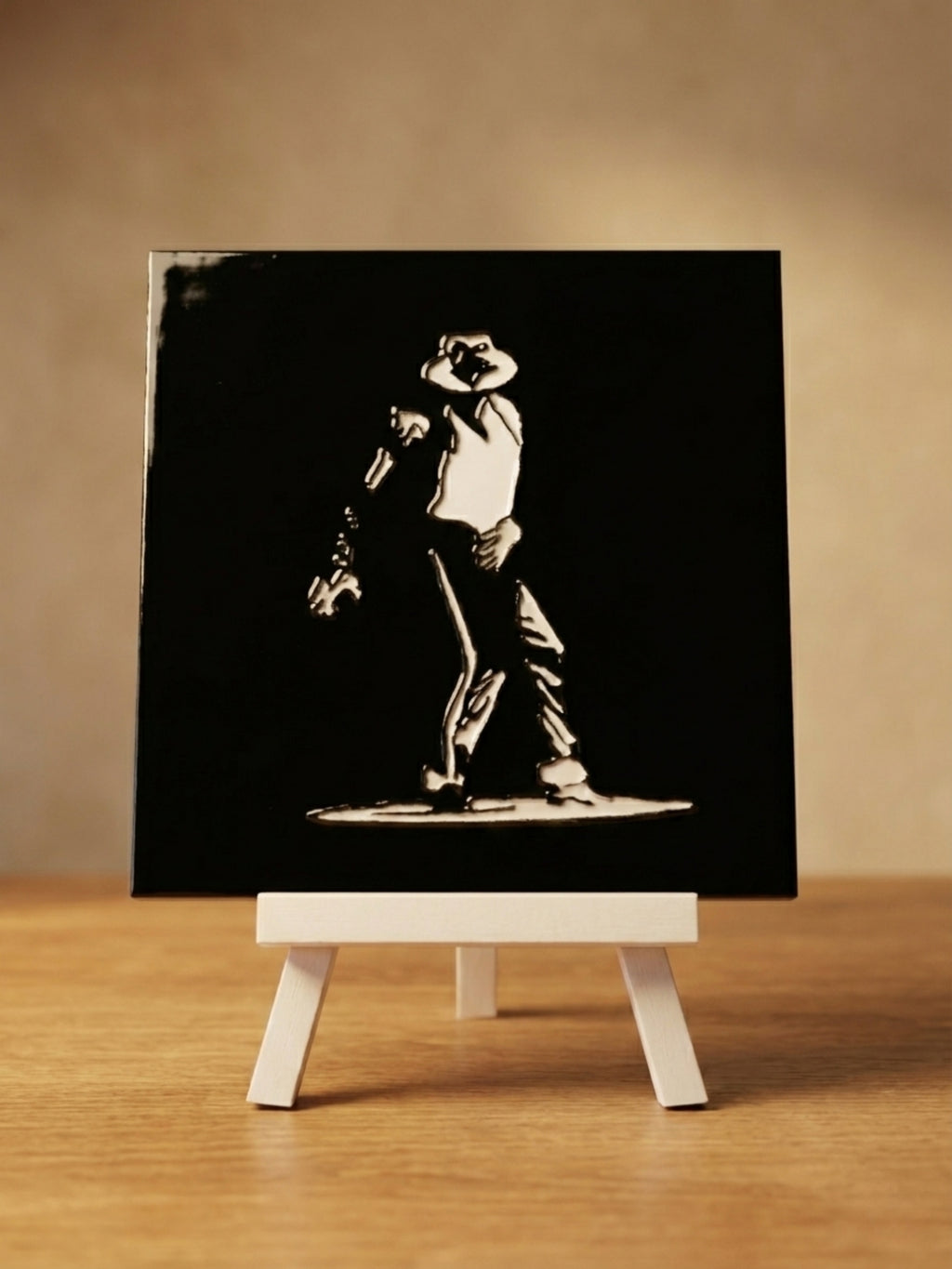 Silhouette dance art desktop frame displayed on modern office desk