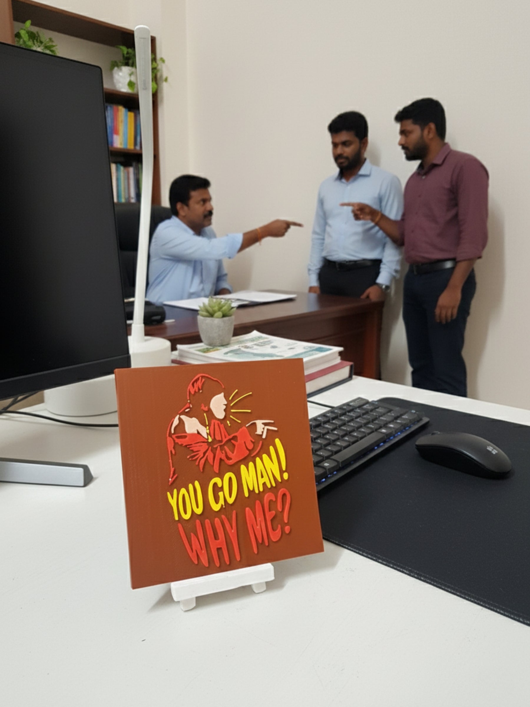 Desi sarcastic quote desktop decor frame close-up