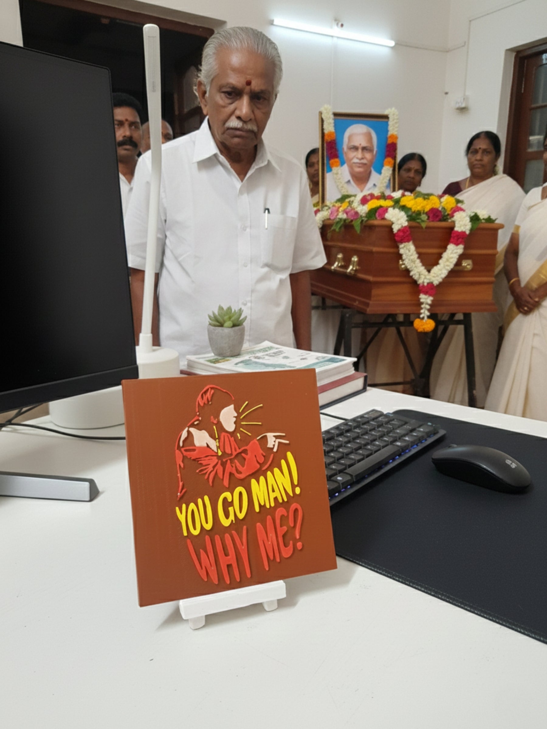 Funny desi desk decor frame with bold typography